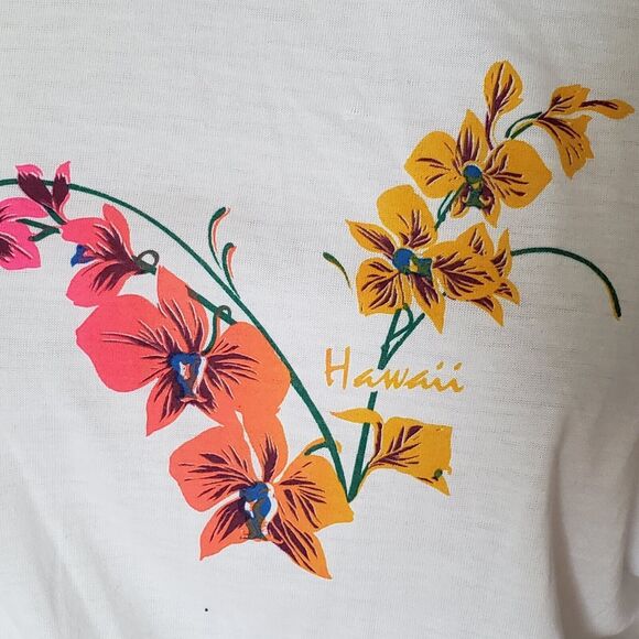 Vintage Hawaiian Flavor Cover Up T Shirt Dress White Floral New With Tags - Picture 4 of 11